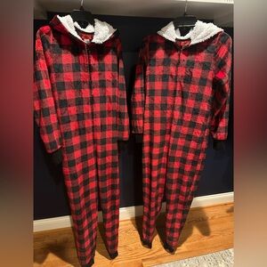 2 Adorable fleece reindeer onesie sz adult S